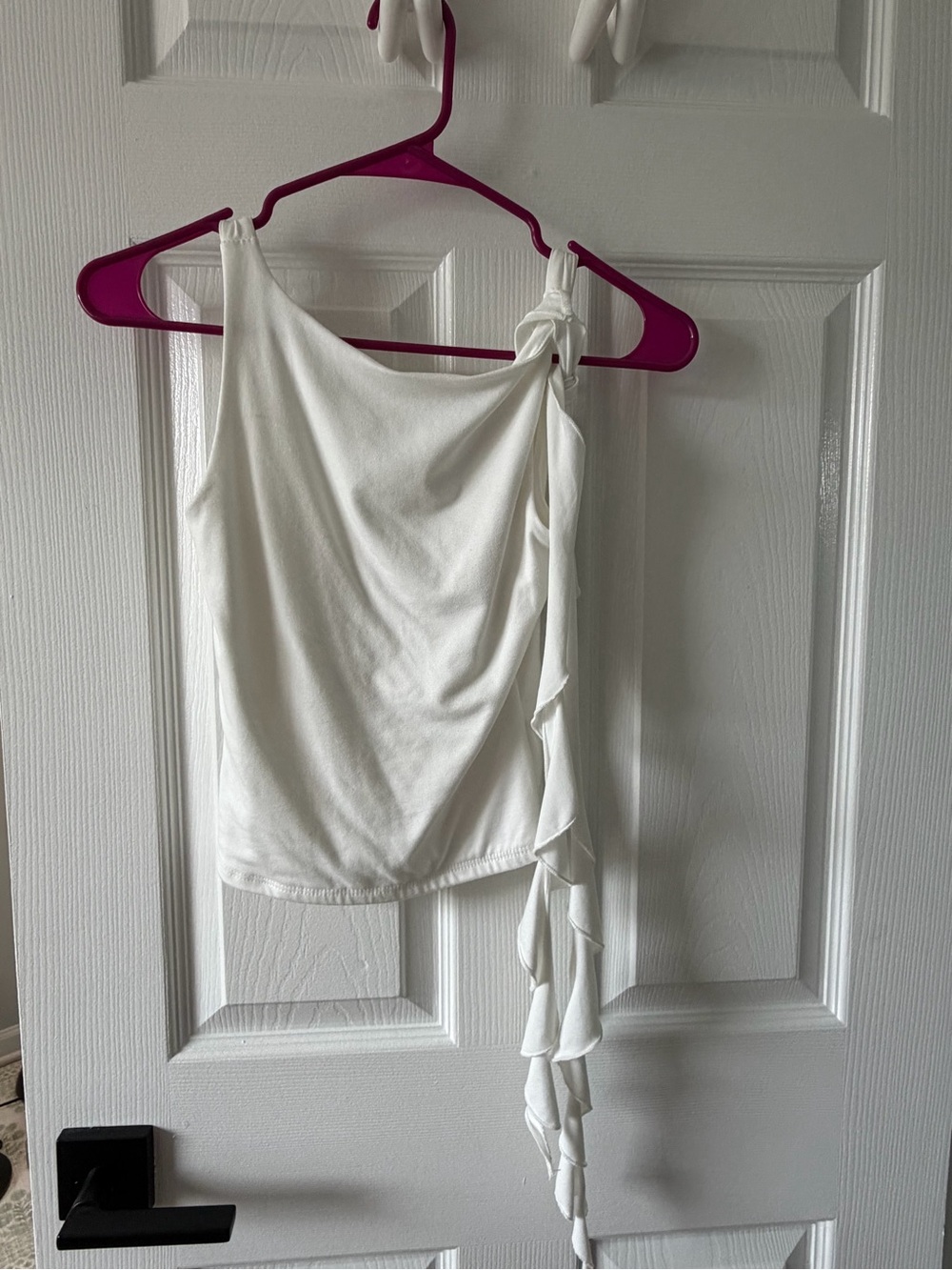 Marshalls White One-Shoulder Ruffle Tie Top